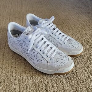 Burberry Women's Timsbury Perforated Leather Lace Up Sneakers, Size 38